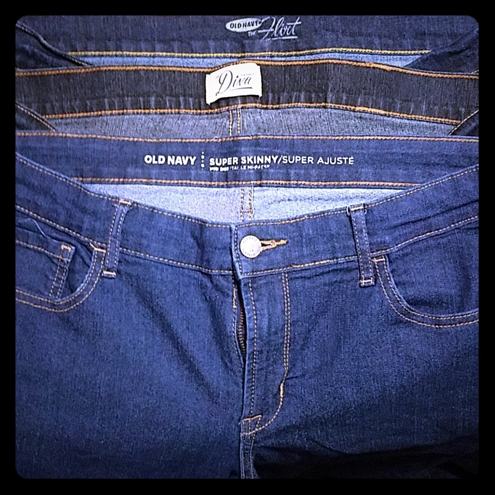 3 pairs Old Navy jeans (diva, flirt, super skinny)
